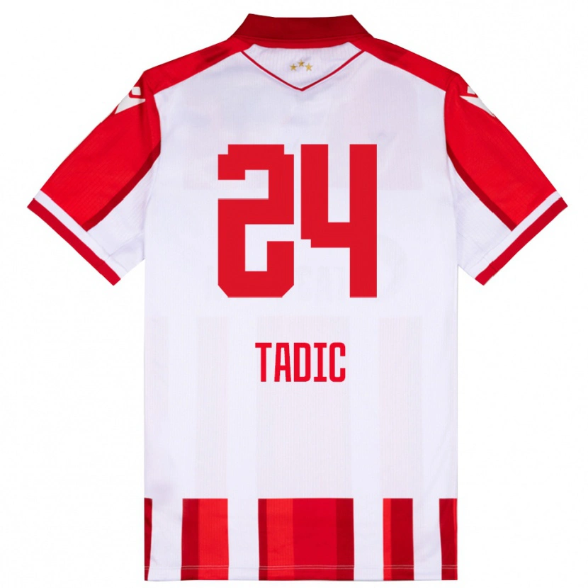 Danxen Mulher Camisola Ilija Tadic #24 Vermelho Branco Principal 2025/26 Camisa