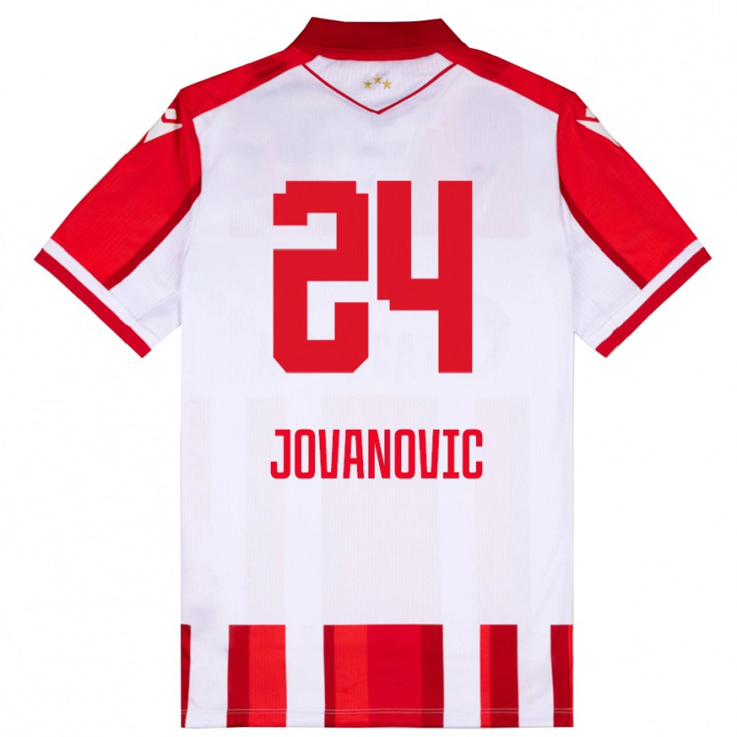 Danxen Mulher Camisola Luka Jovanovic #24 Vermelho Branco Principal 2025/26 Camisa
