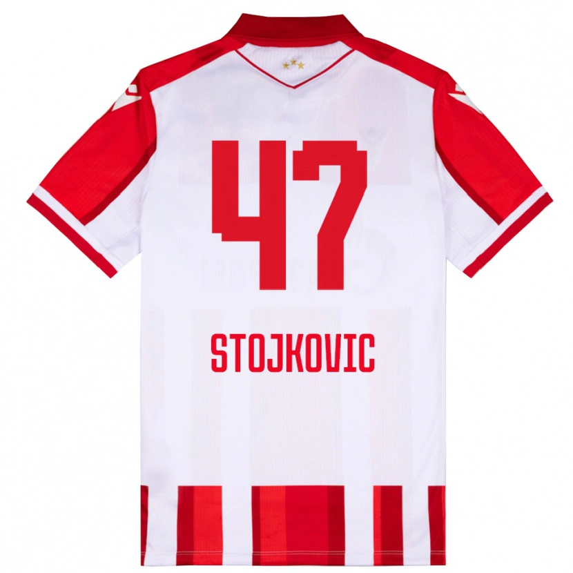 Danxen Mulher Camisola Strahinja Stojkovic #47 Vermelho Branco Principal 2025/26 Camisa