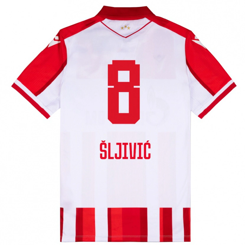 Danxen Mulher Camisola Jovan Sljivic #8 Vermelho Branco Principal 2025/26 Camisa