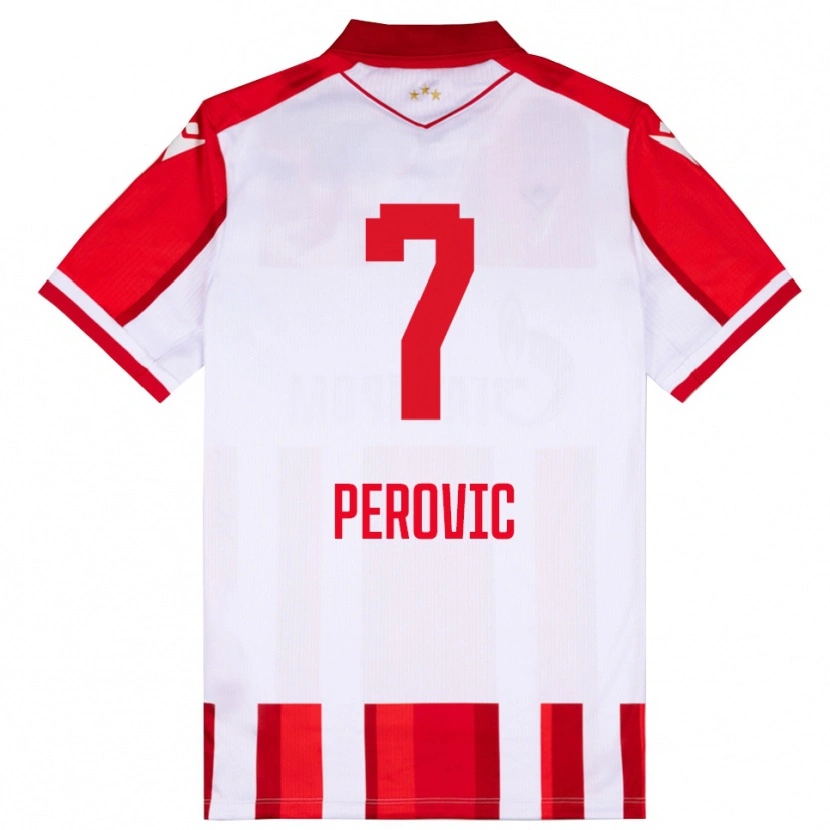 Danxen Mulher Camisola Naum Perovic #7 Vermelho Branco Principal 2025/26 Camisa