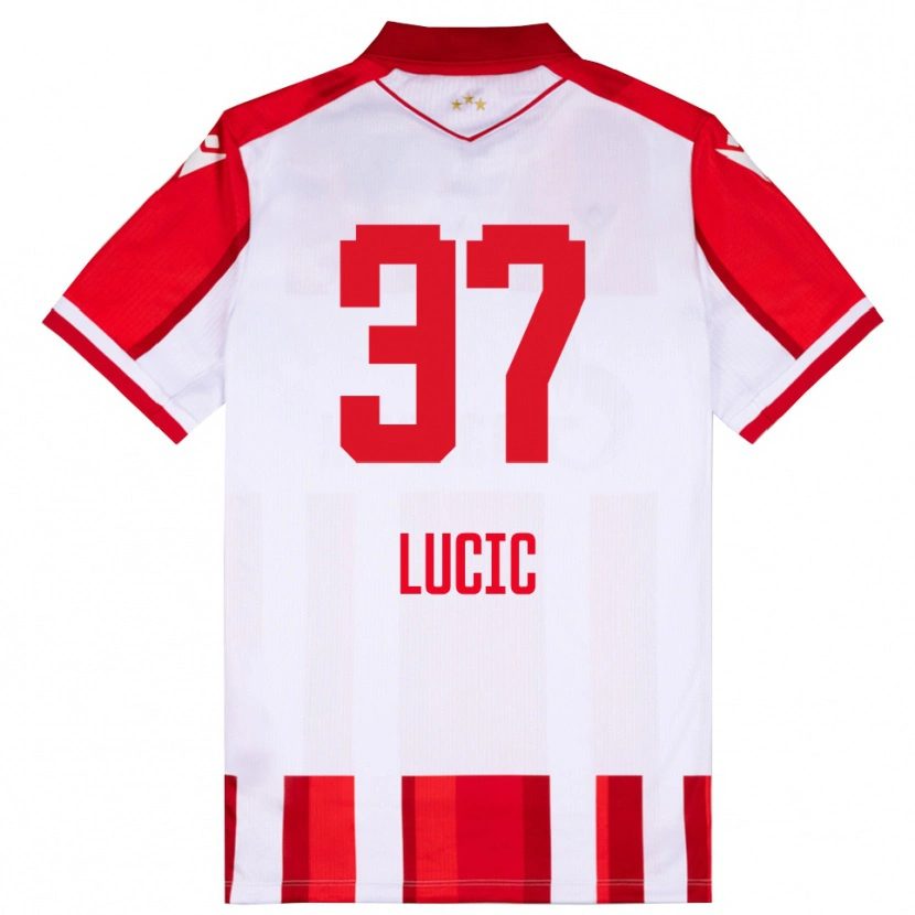 Danxen Mulher Camisola Vladimir Lucic #37 Vermelho Branco Principal 2025/26 Camisa
