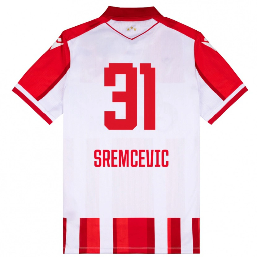 Danxen Mulher Camisola Uros Sremcevic #31 Vermelho Branco Principal 2025/26 Camisa