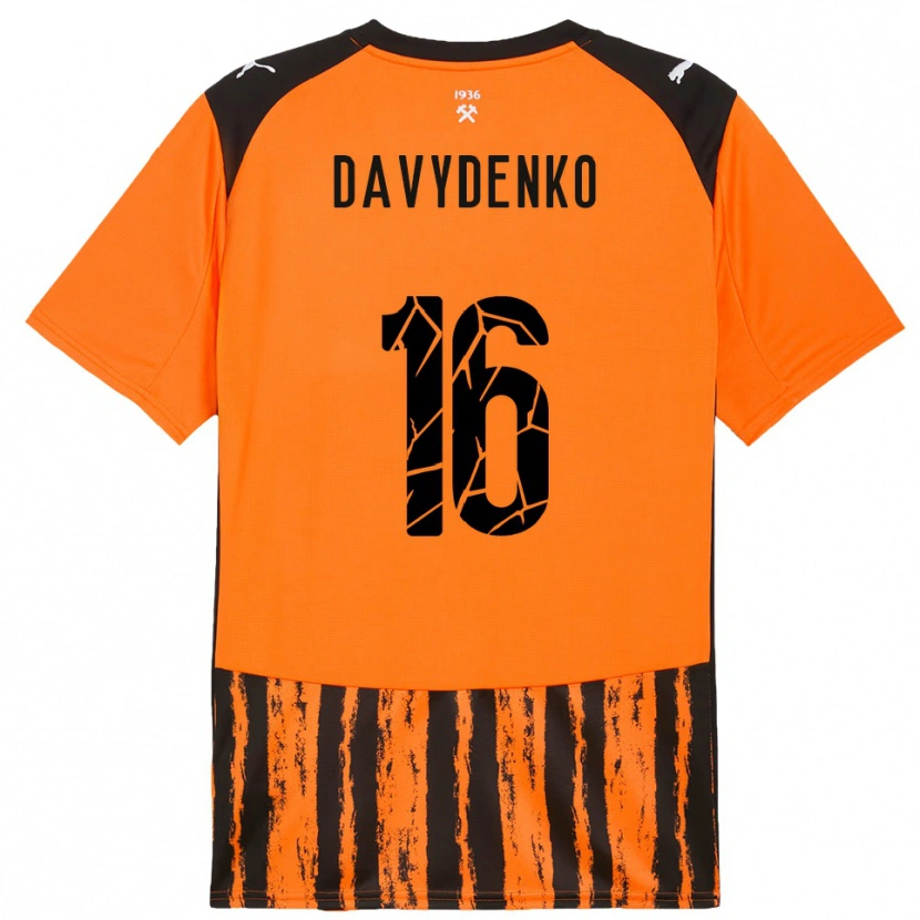 Danxen Mulher Camisola Danylo Davydenko #16 Laranja Preto Principal 2025/26 Camisa