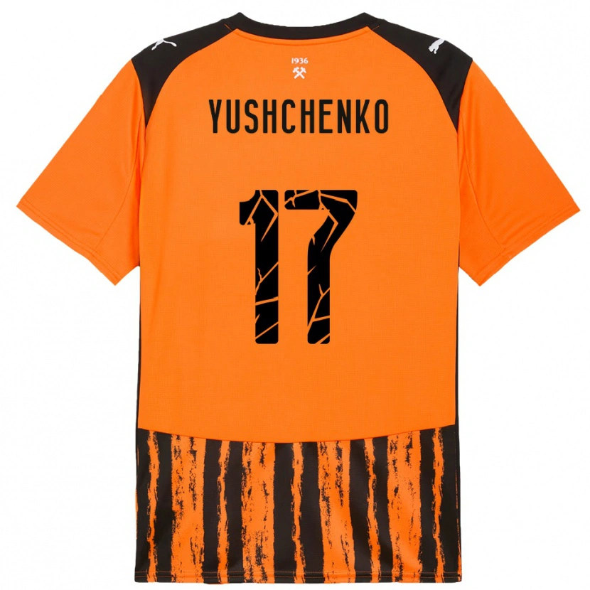 Danxen Mulher Camisola Oleksandr Yushchenko #17 Laranja Preto Principal 2025/26 Camisa