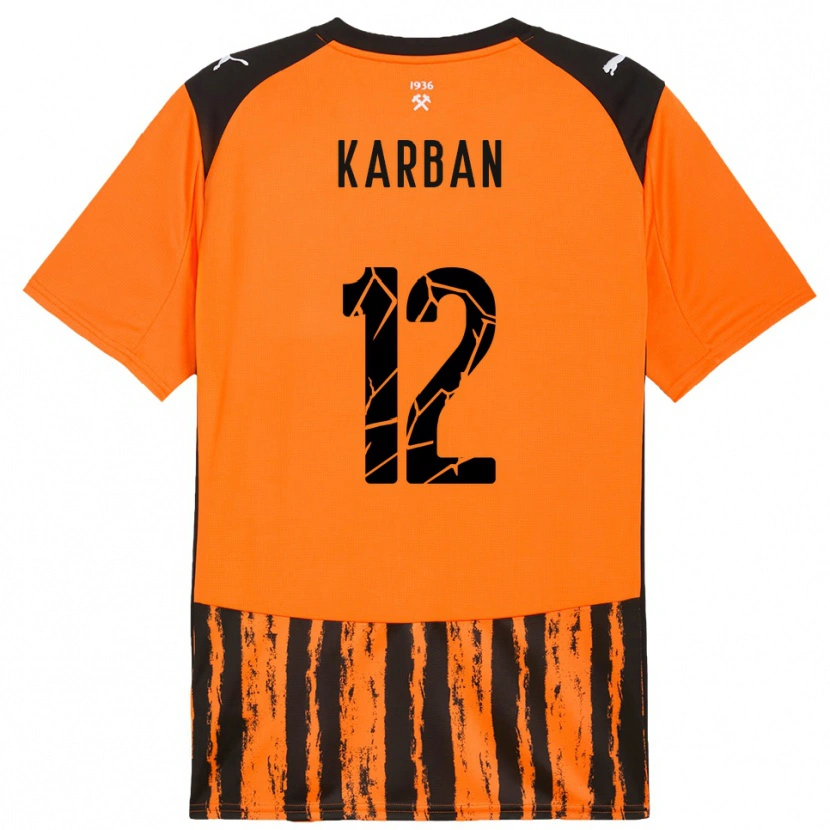 Danxen Mulher Camisola Yevheniia Karban #12 Laranja Preto Principal 2025/26 Camisa