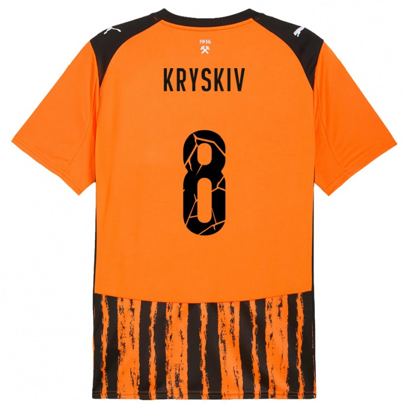 Danxen Mulher Camisola Dmytro Kryskiv #8 Laranja Preto Principal 2025/26 Camisa