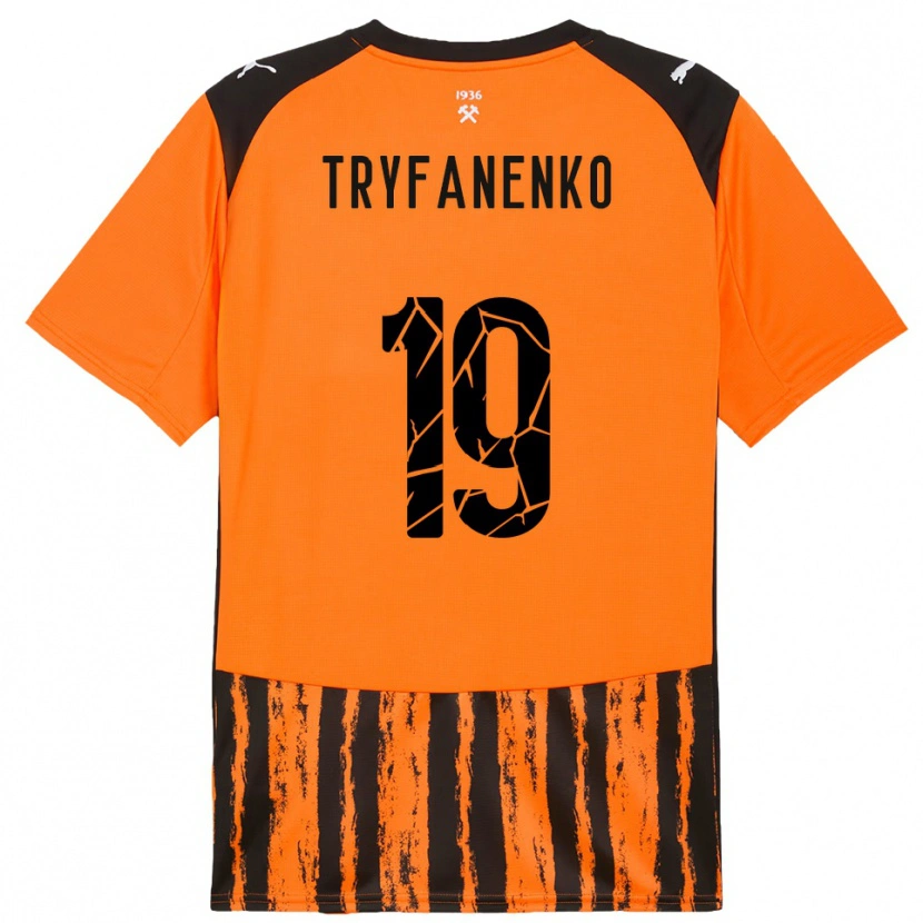 Danxen Mulher Camisola Bogdan Tryfanenko #19 Laranja Preto Principal 2025/26 Camisa