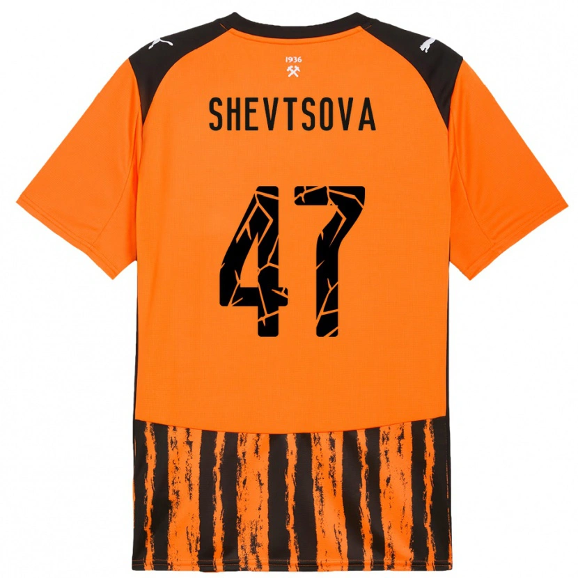 Danxen Mulher Camisola Viktoriia Shevtsova #47 Laranja Preto Principal 2025/26 Camisa