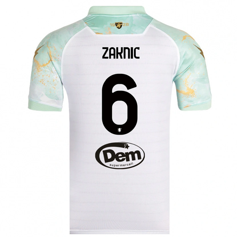 Danxen Mulher Camisola Lazar Zaknic #6 Branco Preto Alternativa 2025/26 Camisa