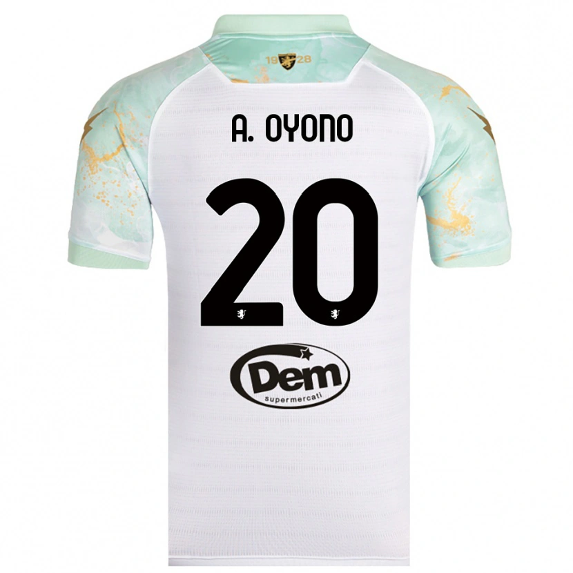 Danxen Mulher Camisola Anthony Oyono #20 Branco Preto Alternativa 2025/26 Camisa