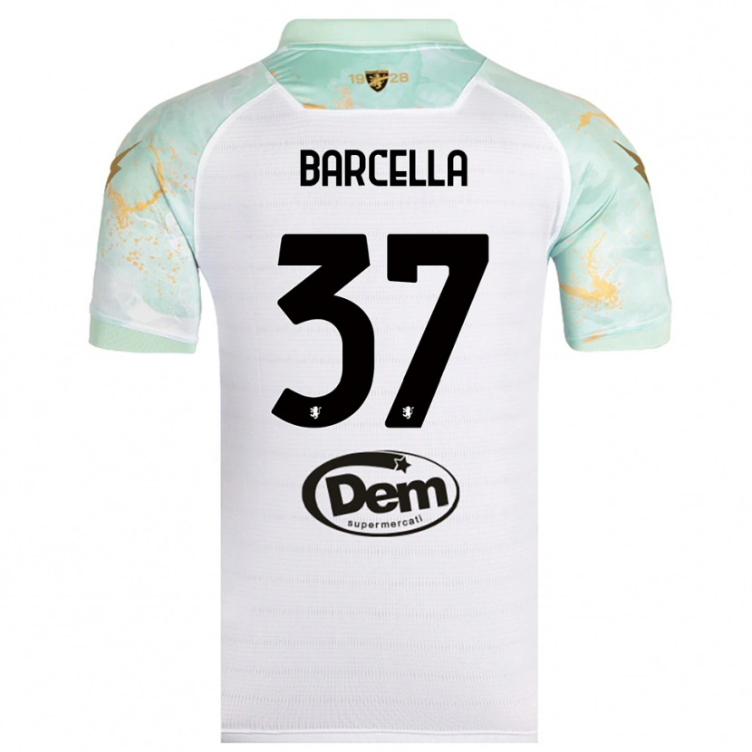 Danxen Mulher Camisola Kevin Barcella #37 Branco Preto Alternativa 2025/26 Camisa