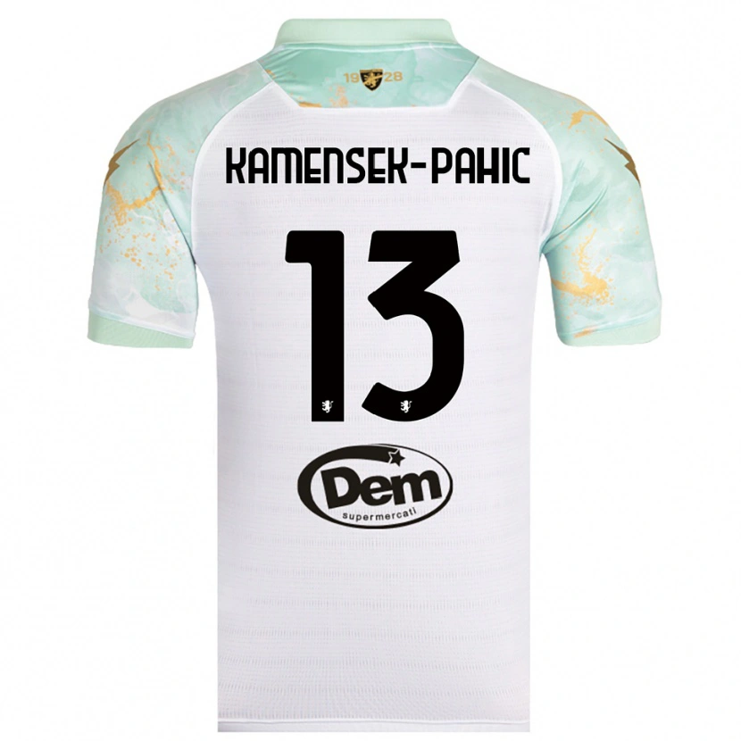 Danxen Mulher Camisola Matjaz Kamensek-Pahic #13 Branco Preto Alternativa 2025/26 Camisa