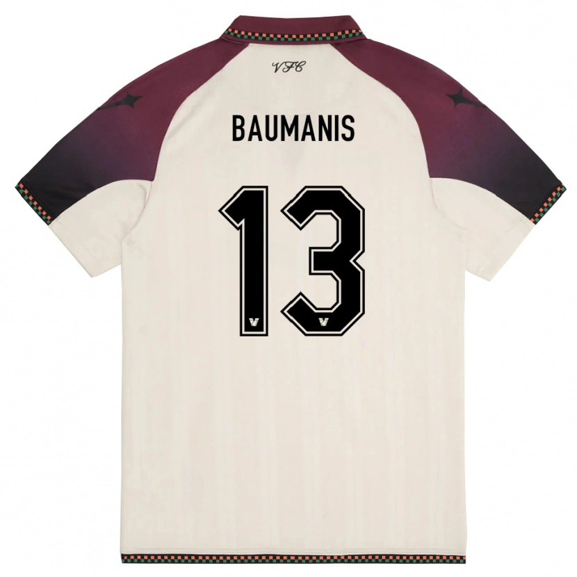 Danxen Mulher Camisola Kristofers Baumanis #13 Creme Borgonha Alternativa 2025/26 Camisa