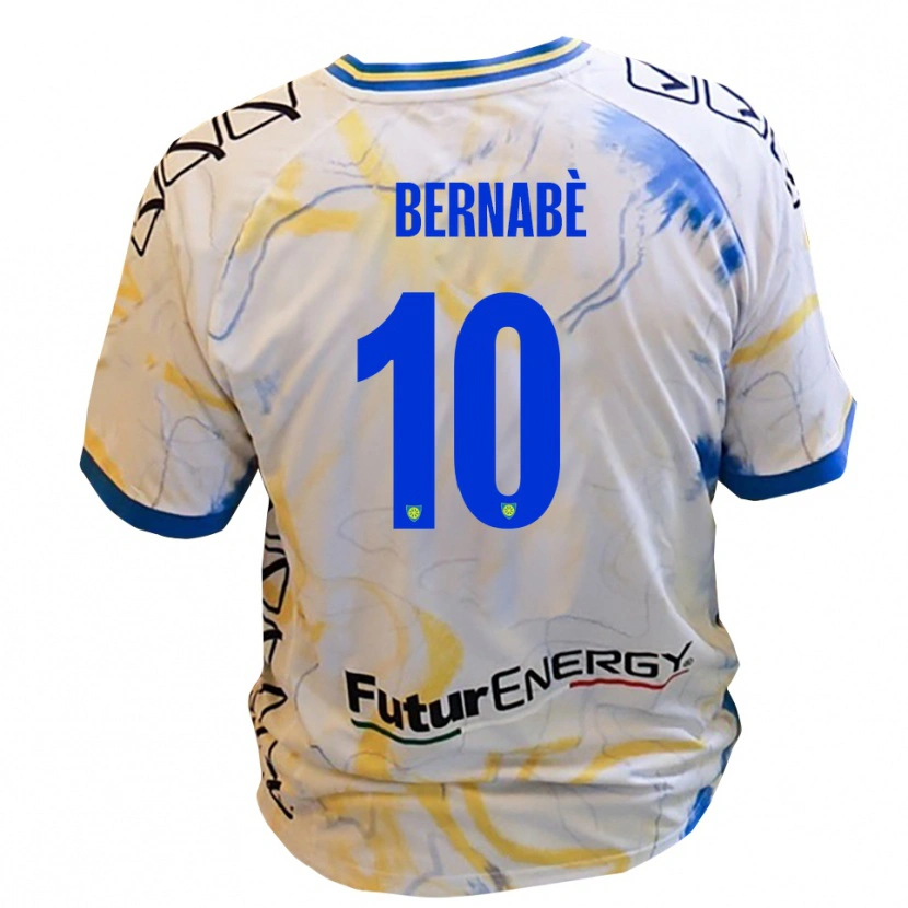 Danxen Mulher Camisola Giacomo Bernabè #10 Branco Amarelo Azul Alternativa 2025/26 Camisa