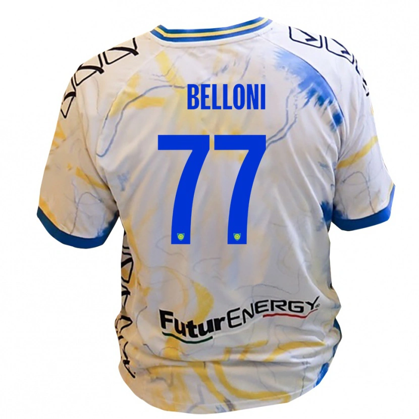 Danxen Mulher Camisola Niccolò Belloni #77 Branco Amarelo Azul Alternativa 2025/26 Camisa