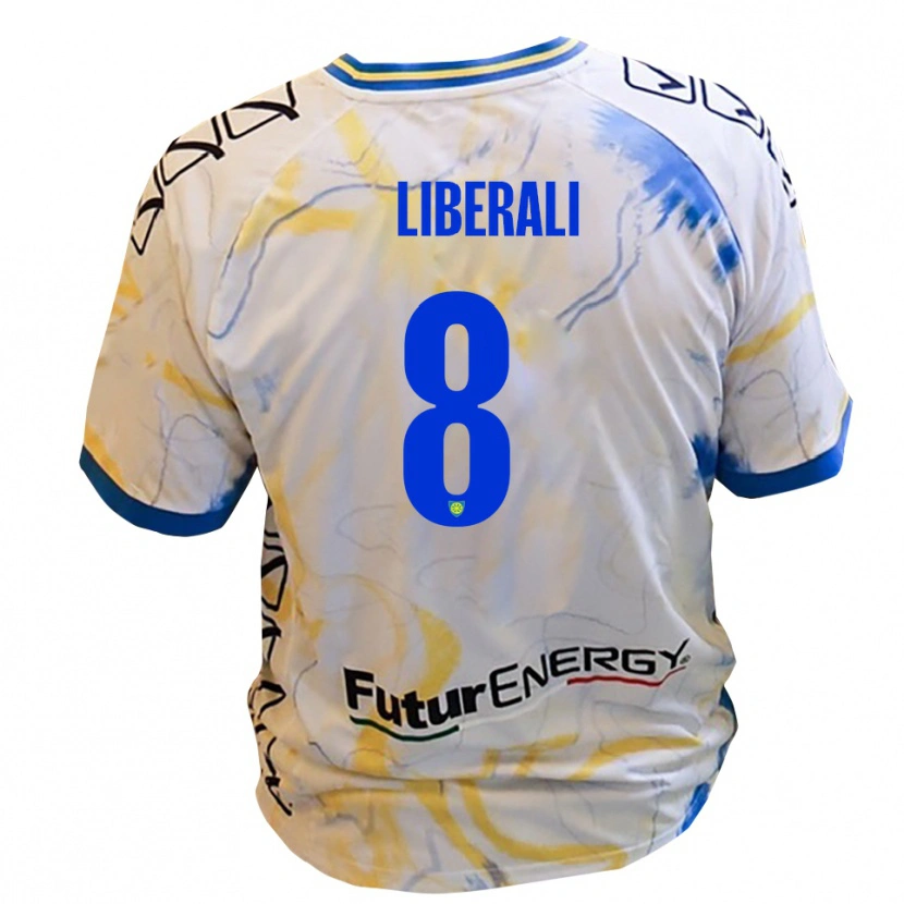 Danxen Mulher Camisola Samuele Liberali #8 Branco Amarelo Azul Alternativa 2025/26 Camisa