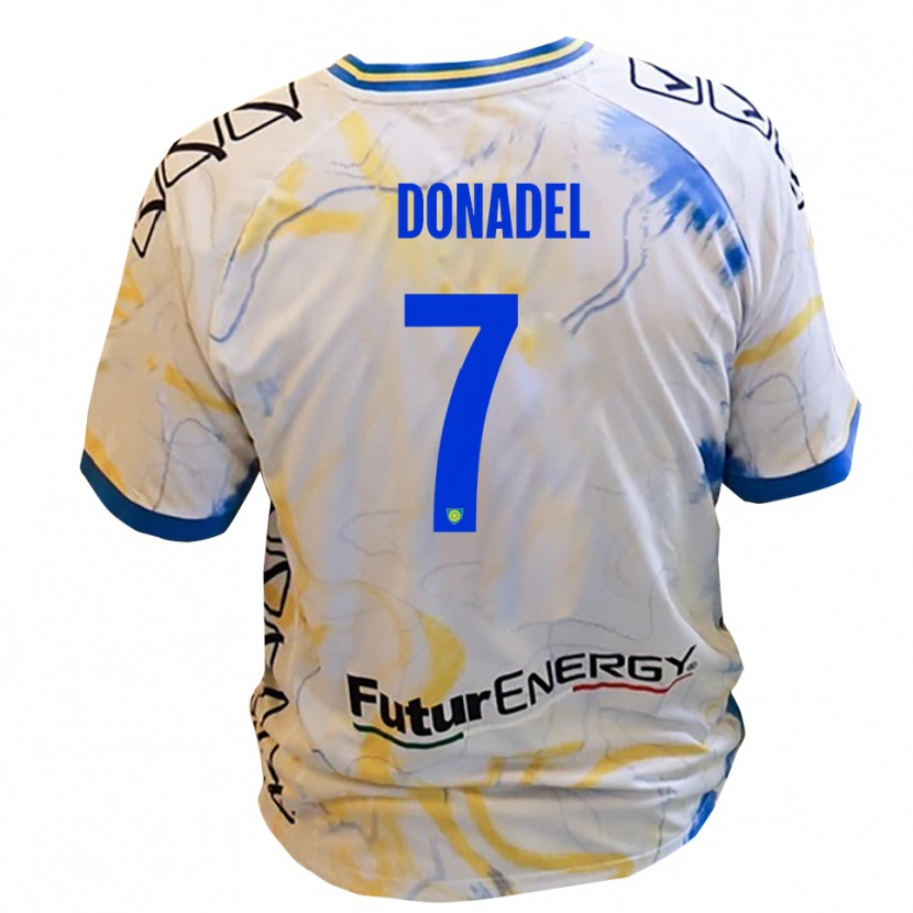 Danxen Mulher Camisola Tommaso Donadel #7 Branco Amarelo Azul Alternativa 2025/26 Camisa