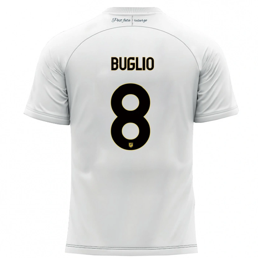Danxen Mulher Camisola Davide Buglio #8 Branco Amarelo Alternativa 2025/26 Camisa