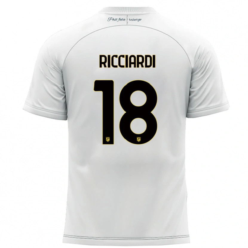 Danxen Mulher Camisola Claudio Ricciardi #18 Branco Amarelo Alternativa 2025/26 Camisa