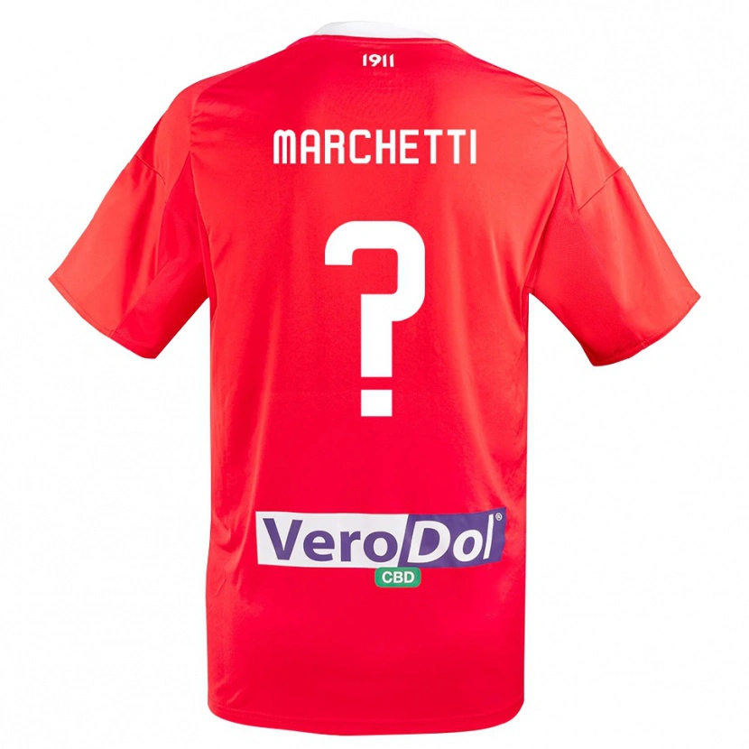 Danxen Mulher Camisola Francesco Marchetti #0 Vermelho Branco Alternativa 2025/26 Camisa