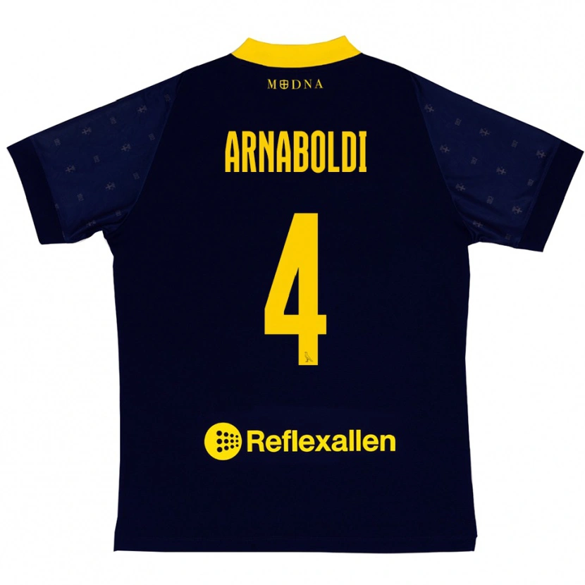 Danxen Mulher Camisola Pietro Arnaboldi #4 Marinho Amarelo Alternativa 2025/26 Camisa