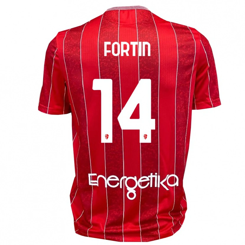 Danxen Mulher Camisola Mattia Fortin #14 Vermelho Branco Alternativa 2025/26 Camisa