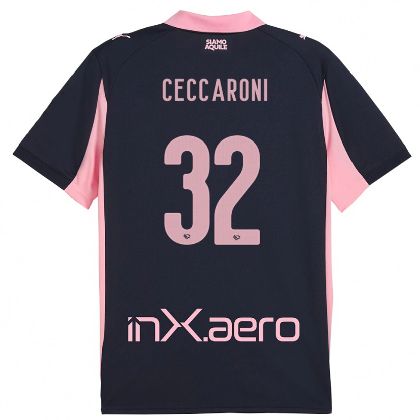 Danxen Mulher Camisola Pietro Ceccaroni #32 Marinho Rosa Alternativa 2025/26 Camisa