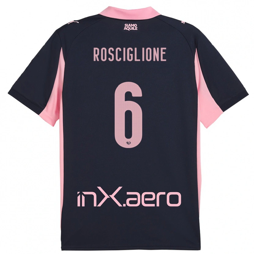 Danxen Mulher Camisola Davide Rosciglione #6 Marinho Rosa Alternativa 2025/26 Camisa