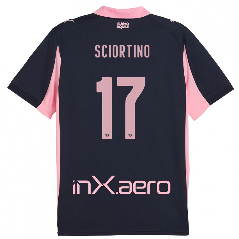 Danxen Mulher Camisola Riccardo Sciortino #17 Marinho Rosa Alternativa 2025/26 Camisa