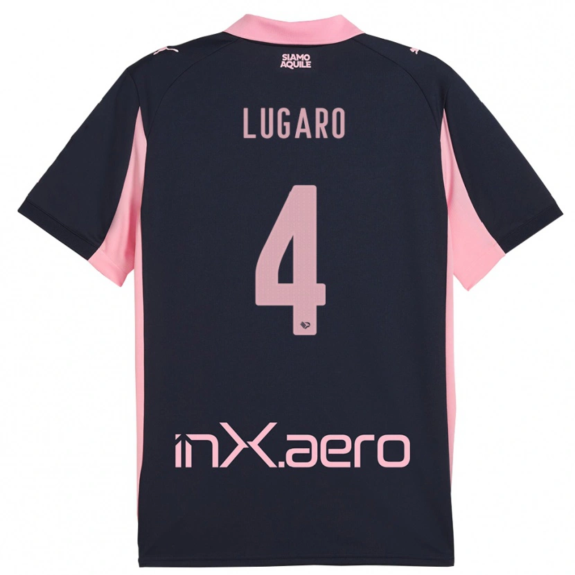 Danxen Mulher Camisola Lorenzo Lugaro #4 Marinho Rosa Alternativa 2025/26 Camisa