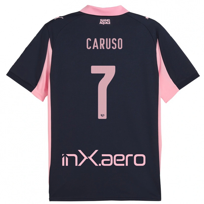 Danxen Mulher Camisola Edoardo Caruso #7 Marinho Rosa Alternativa 2025/26 Camisa