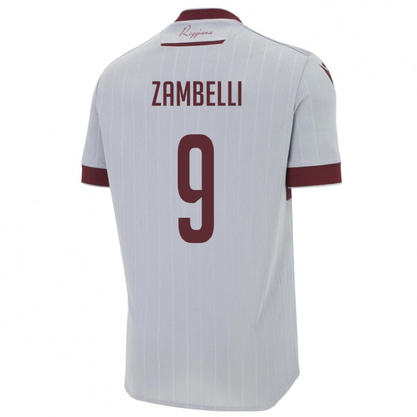 Danxen Mulher Camisola Alessio Zambelli #9 Borgonha Branco Alternativa 2025/26 Camisa