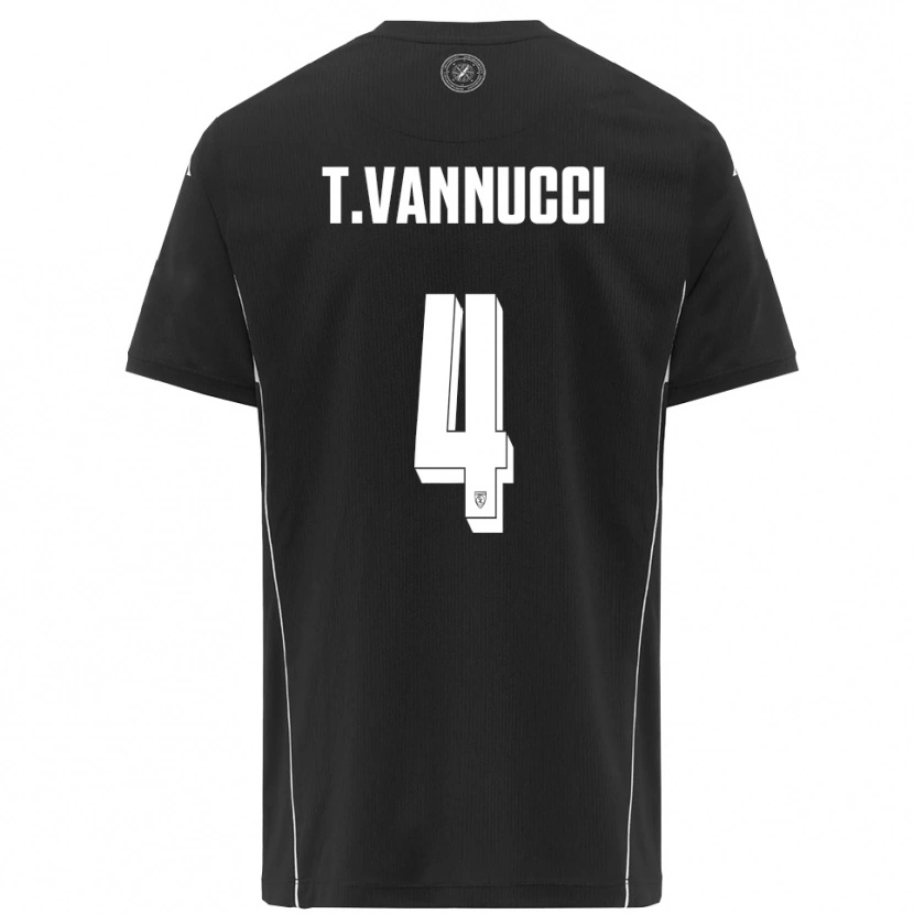 Danxen Mulher Camisola Tommaso Vannucci #4 Preto Branco Alternativa 2025/26 Camisa