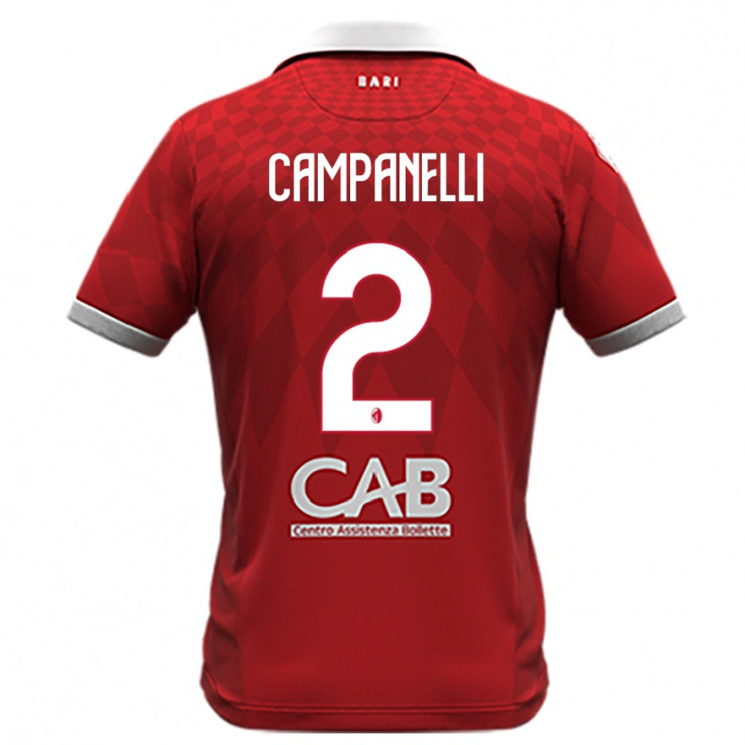 Danxen Mulher Camisola Alessio Campanelli #2 Vermelho Branco Alternativa 2025/26 Camisa