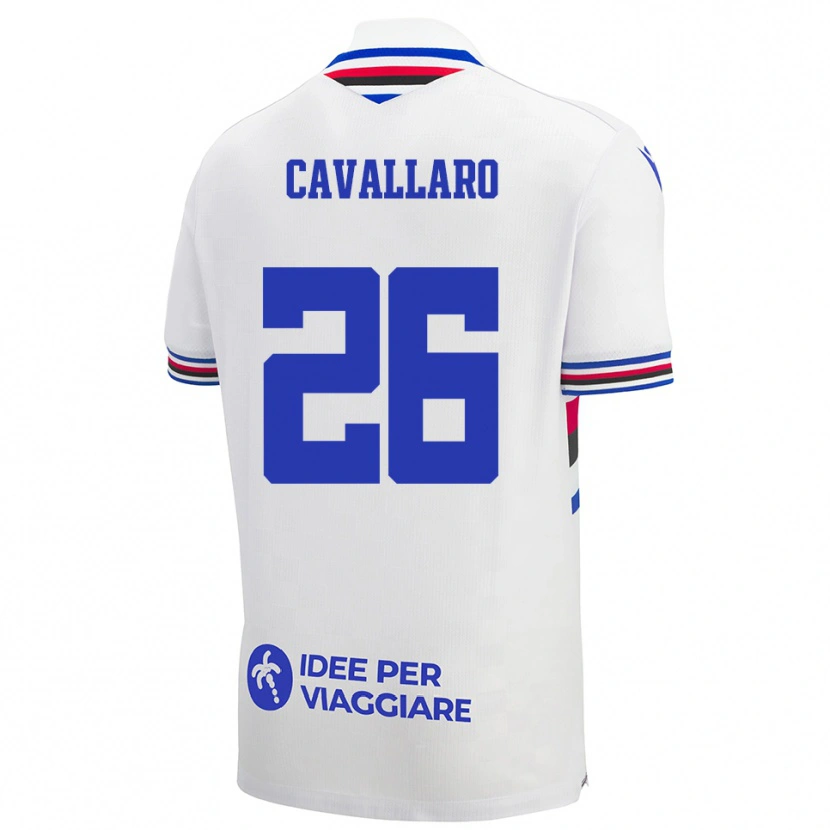 Danxen Mulher Camisola Michele Cavallaro #26 Branco Azul Vermelho Alternativa 2025/26 Camisa