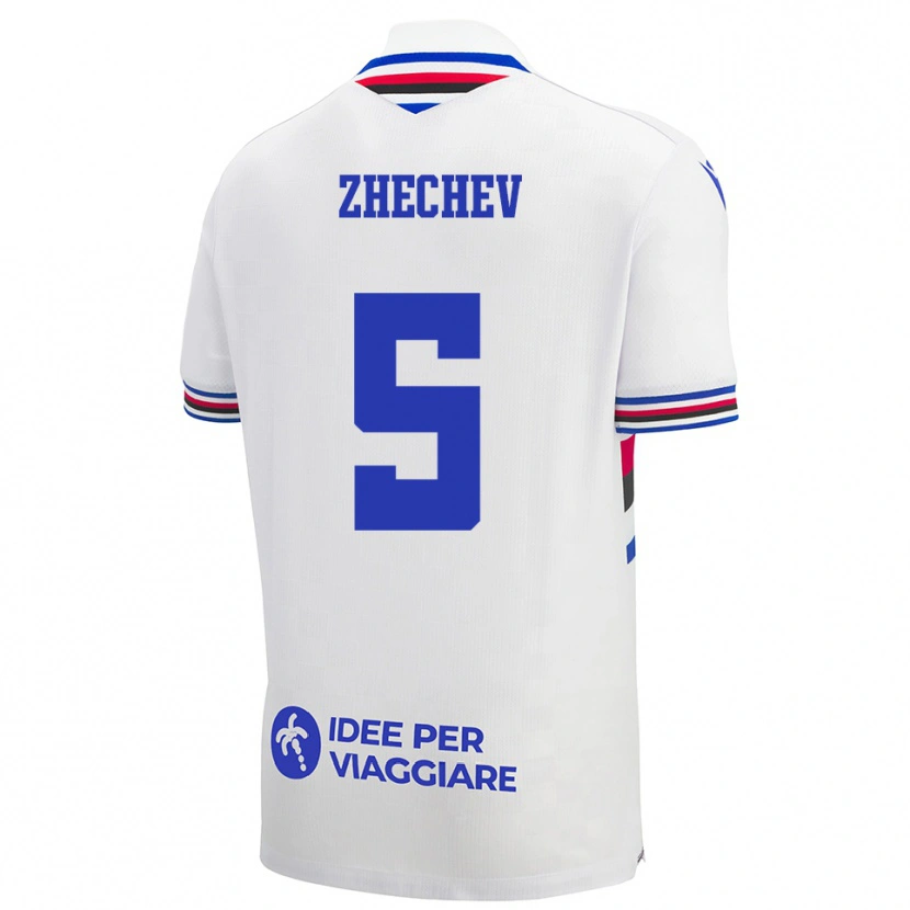 Danxen Mulher Camisola Bozhidar Zhechev #5 Branco Azul Vermelho Alternativa 2025/26 Camisa