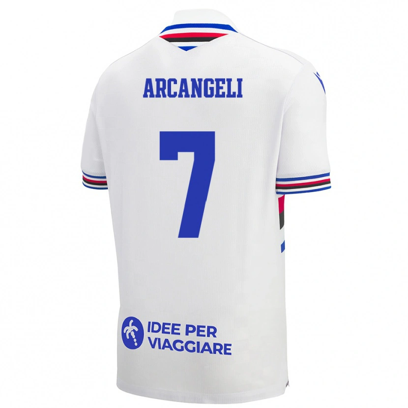 Danxen Mulher Camisola Nicole Arcangeli #7 Branco Azul Vermelho Alternativa 2025/26 Camisa