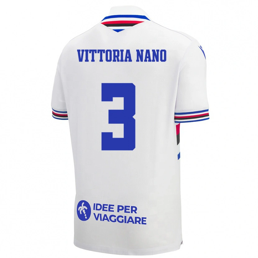 Danxen Mulher Camisola Maria Vittoria Nano #3 Branco Azul Vermelho Alternativa 2025/26 Camisa