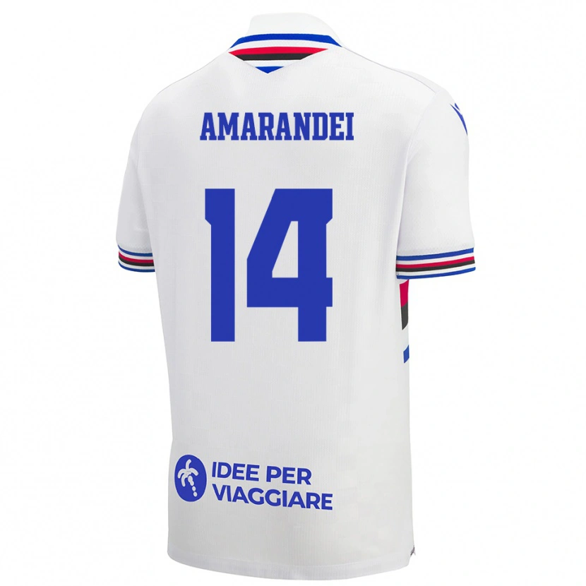 Danxen Mulher Camisola Ștefan Amarandei #14 Branco Azul Vermelho Alternativa 2025/26 Camisa