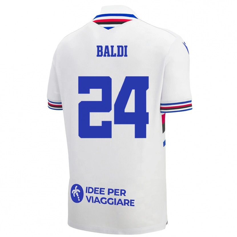 Danxen Mulher Camisola Sara Baldi #24 Branco Azul Vermelho Alternativa 2025/26 Camisa