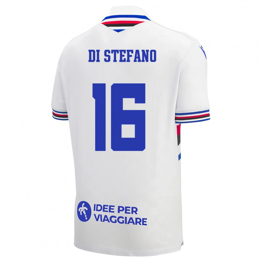 Danxen Mulher Camisola Lorenzo Di Stefano #16 Branco Azul Vermelho Alternativa 2025/26 Camisa