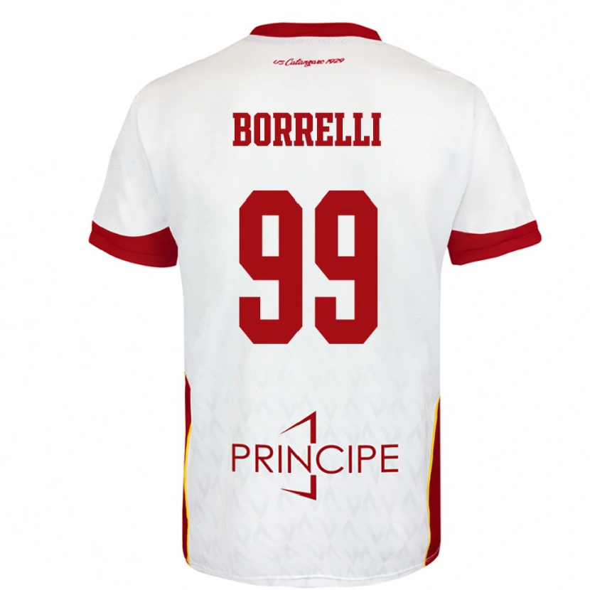 Danxen Mulher Camisola Edoardo Borrelli #99 Branco Vermelho Alternativa 2025/26 Camisa