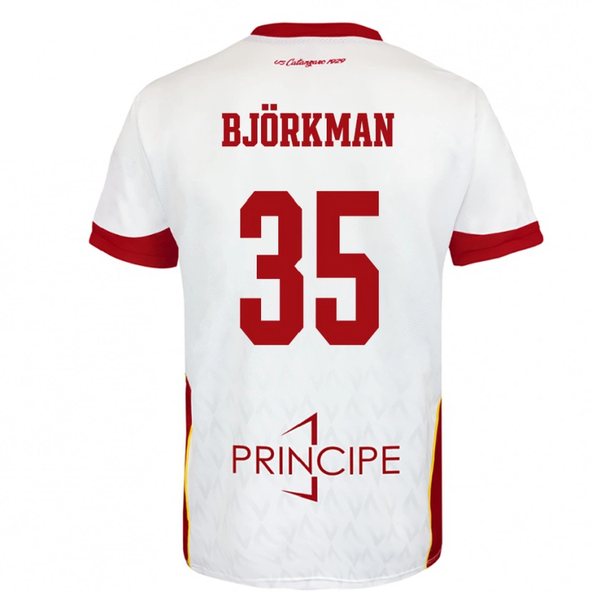 Danxen Mulher Camisola Robin Björkman #35 Branco Vermelho Alternativa 2025/26 Camisa