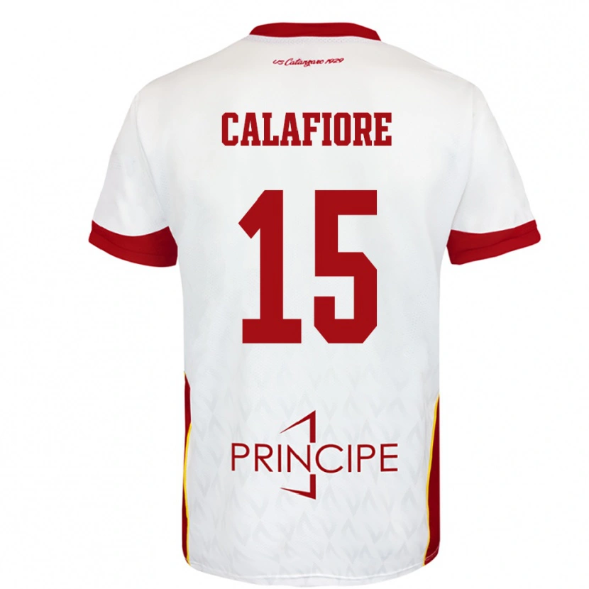 Danxen Mulher Camisola Donato Calafiore #15 Branco Vermelho Alternativa 2025/26 Camisa