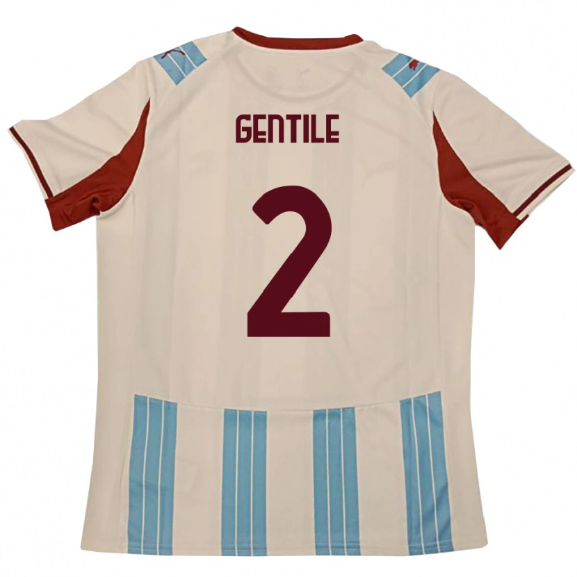 Danxen Mulher Camisola Davide Gentile #2 Azul Celeste Branco Alternativa 2025/26 Camisa