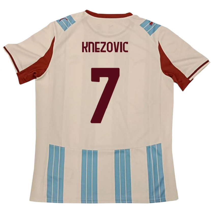 Danxen Mulher Camisola Borna Knezovic #7 Azul Celeste Branco Alternativa 2025/26 Camisa