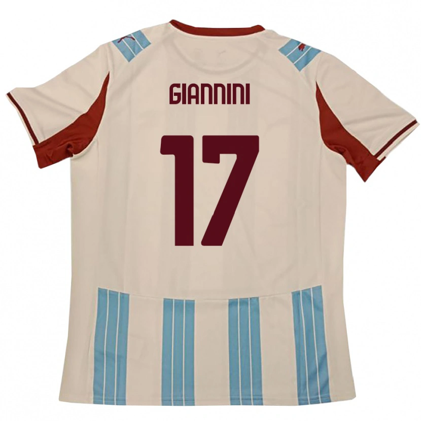 Danxen Mulher Camisola Emanuele Giannini #17 Azul Celeste Branco Alternativa 2025/26 Camisa
