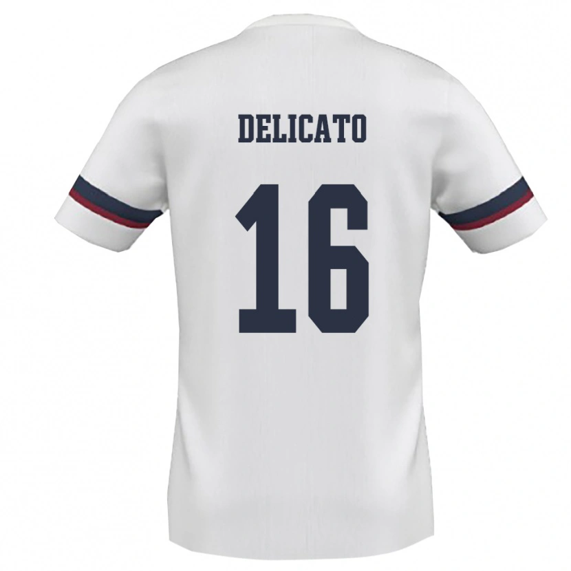 Danxen Mulher Camisola Gianmario Delicato #16 Branco Vermelho Alternativa 2025/26 Camisa