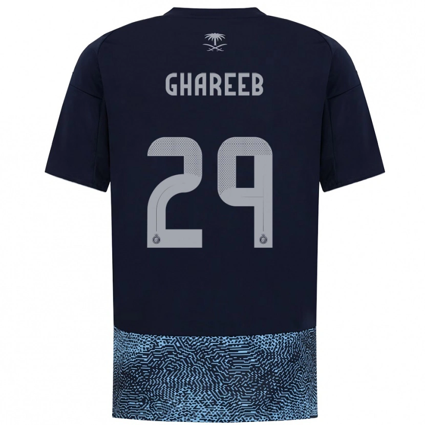 Danxen Mulher Camisola Abdulrahman Ghareeb #29 Marinho Azul Celeste Alternativa 2025/26 Camisa